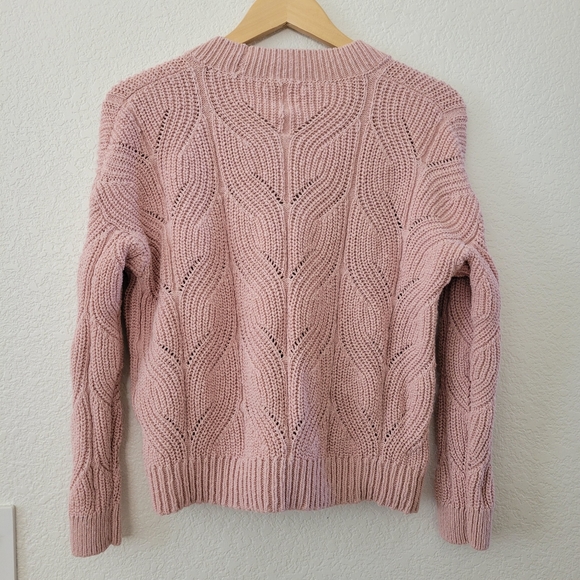 Madewell Hillview 100% Cotton Pink Cable Knit Cardigan Small - Picture 6 of 9